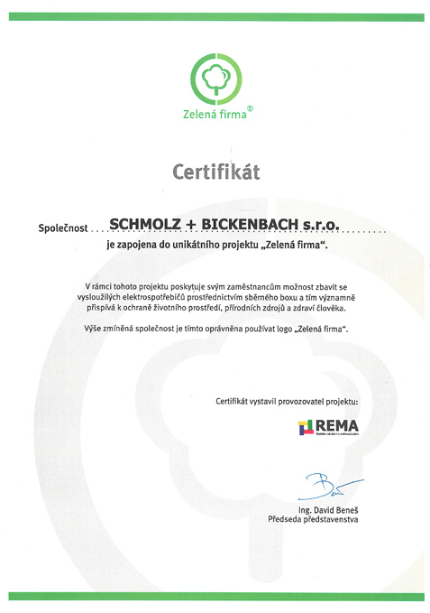 Certifikát ZELENÁ FIRMA